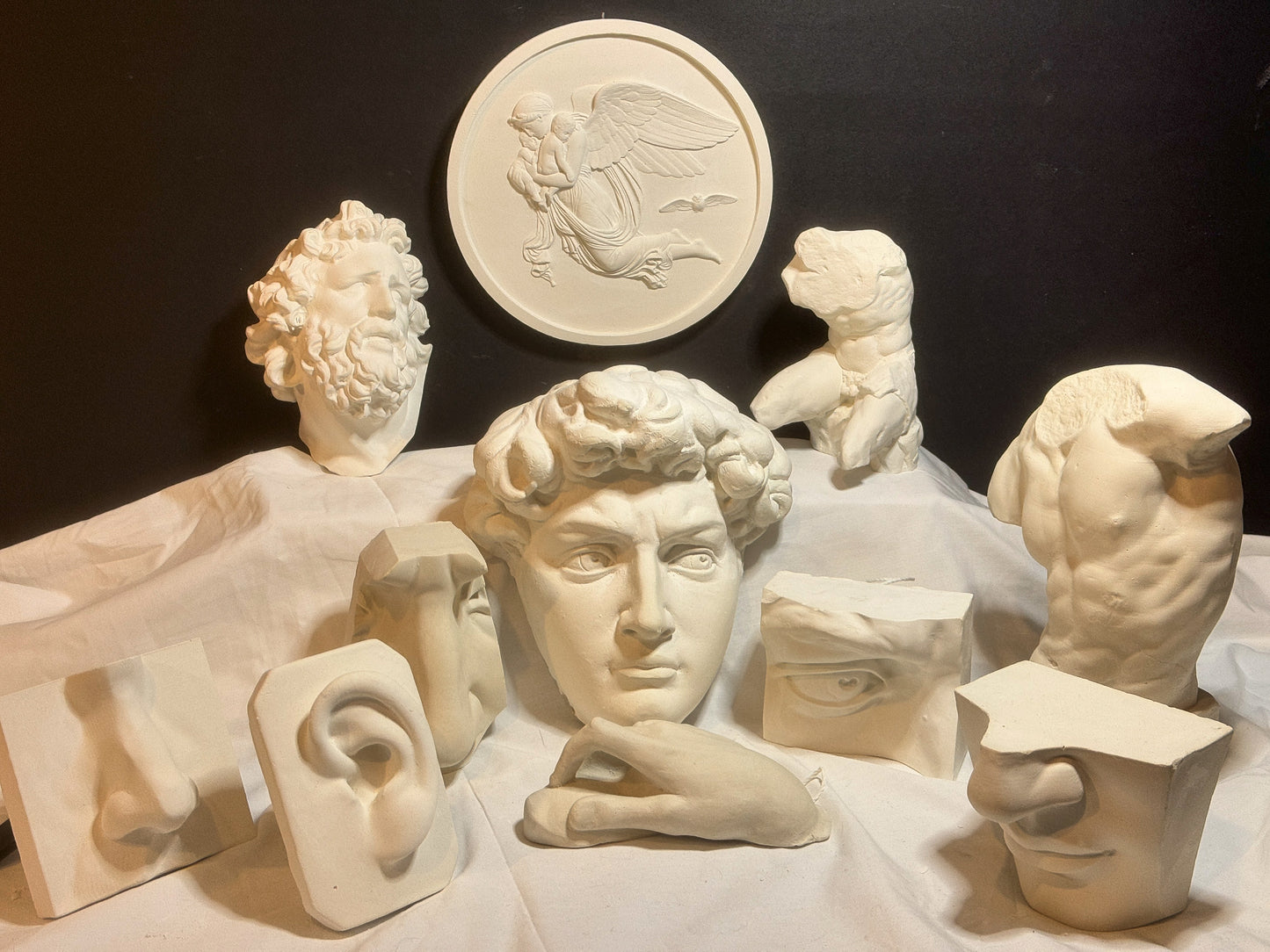 Night Bas-Relief Plaster Cast Art Reference, Handmade Sculpture for Artists