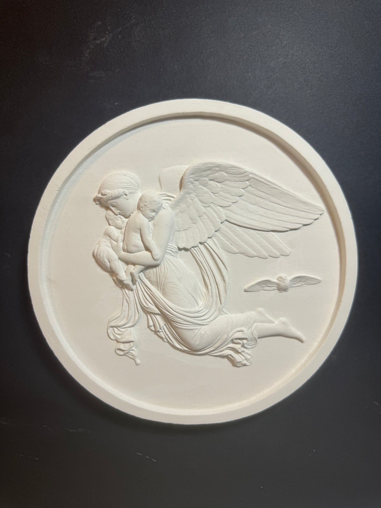 Night Bas-Relief Plaster Cast Art Reference, Handmade Sculpture for Artists