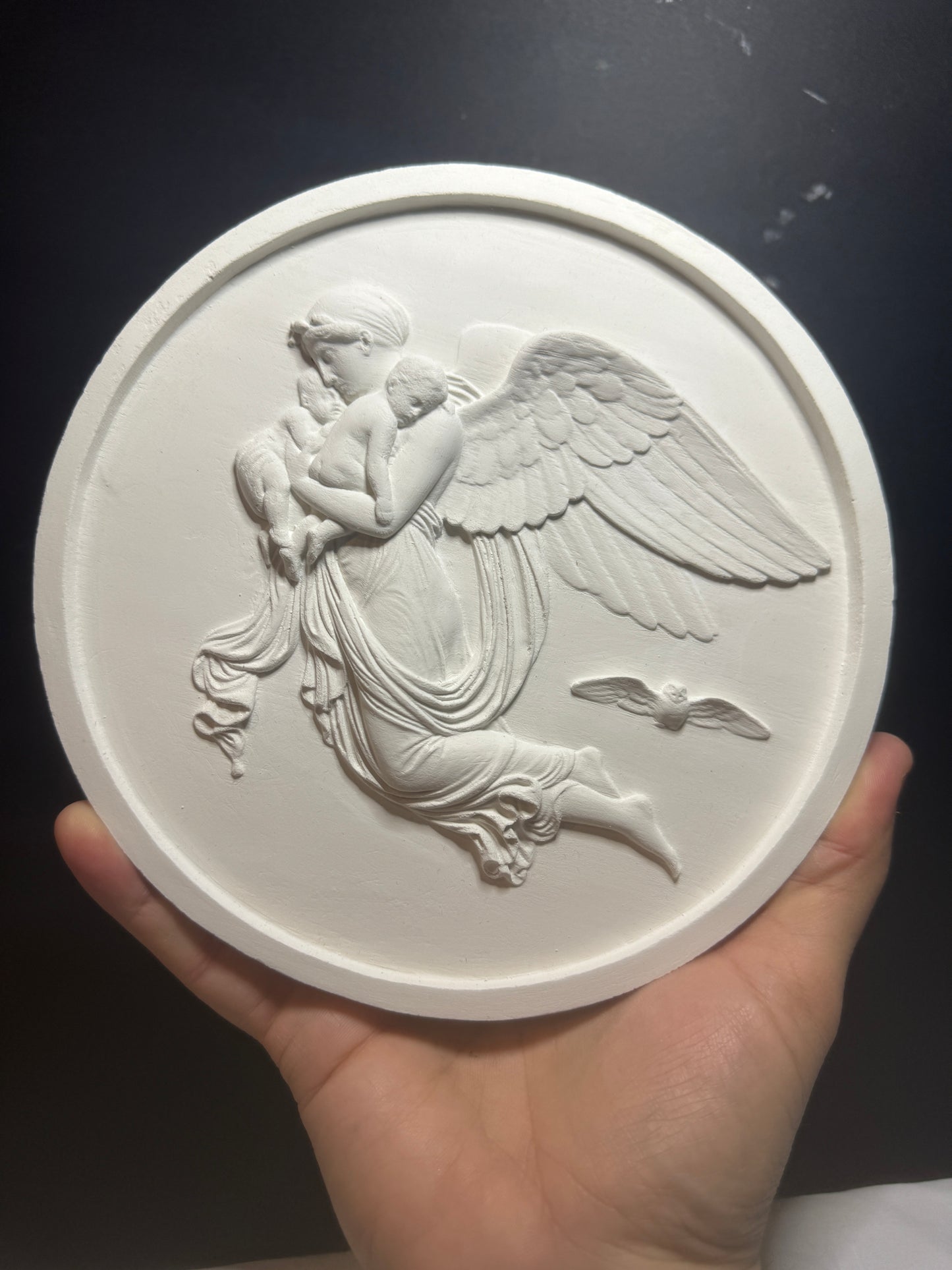 Night Bas-Relief Plaster Cast Art Reference, Handmade Sculpture for Artists